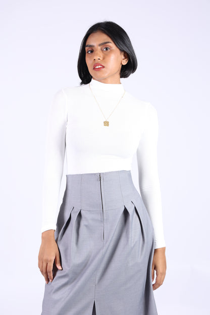 White Cotton Polo Neck T-shirt