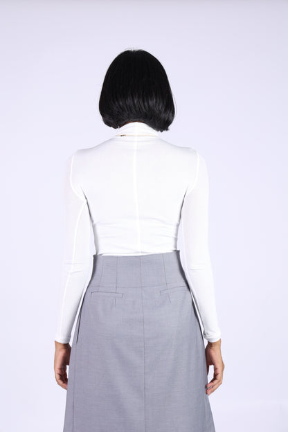 White Cotton Polo Neck T-shirt