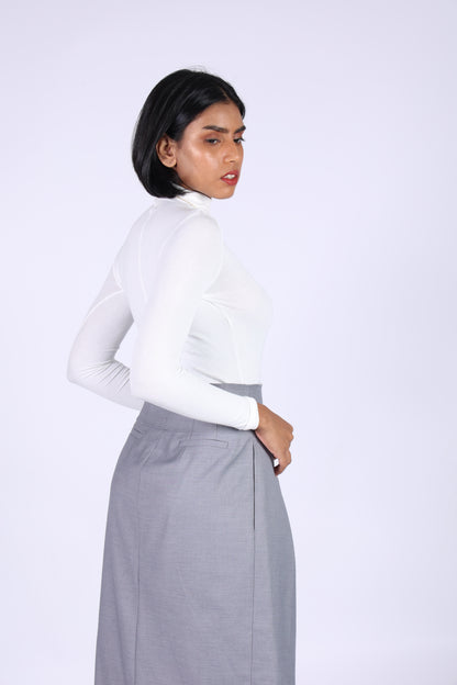 White Cotton Polo Neck T-shirt