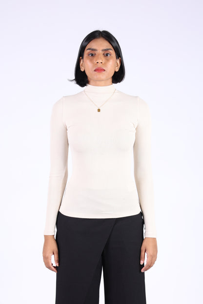 Off-White Cotton Polo Neck T-shirt