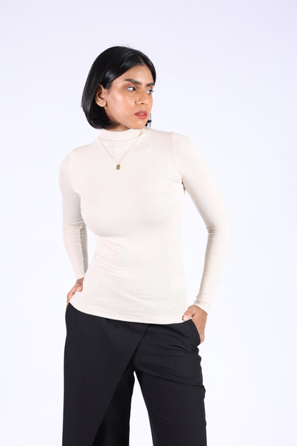 Off-White Cotton Polo Neck T-shirt
