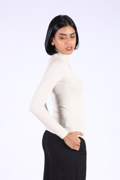 Off-White Cotton Polo Neck T-shirt