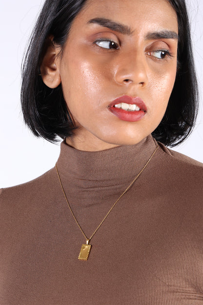 Brown Polo Neck Cotton T-shirt
