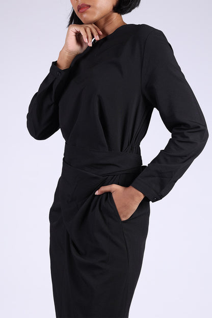 Black Long Wrap Dress