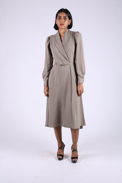 Grey Wrap Flowy Dress