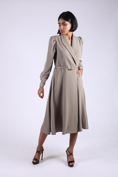 Grey Wrap Flowy Dress