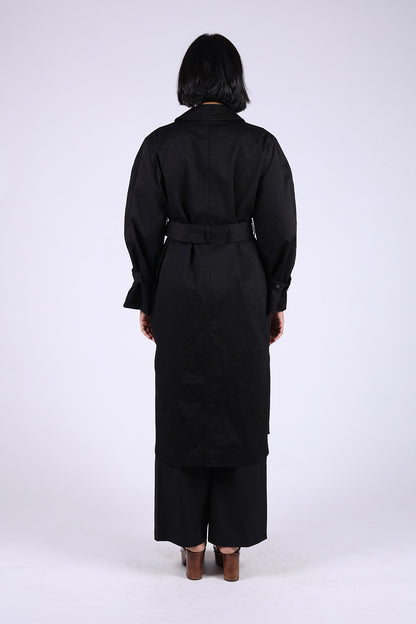 Black Cotton Trench Coat