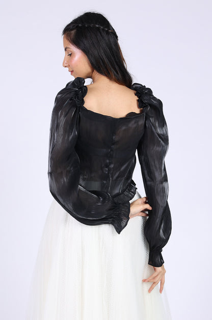 Black Silk Crop Top