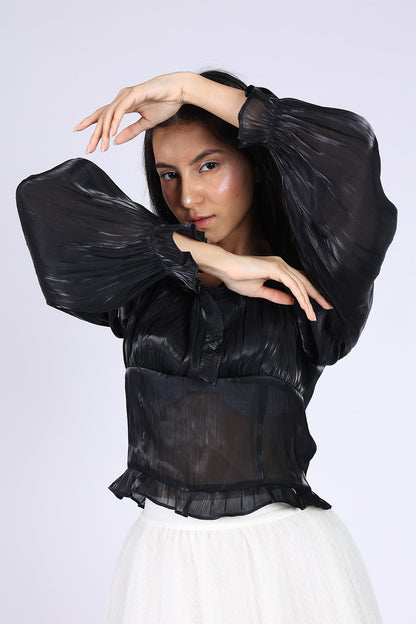 Black Silk Crop Top