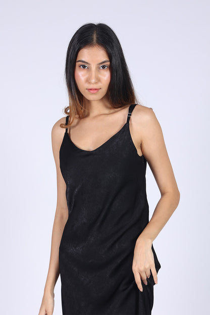 Black Satin Slip Dress