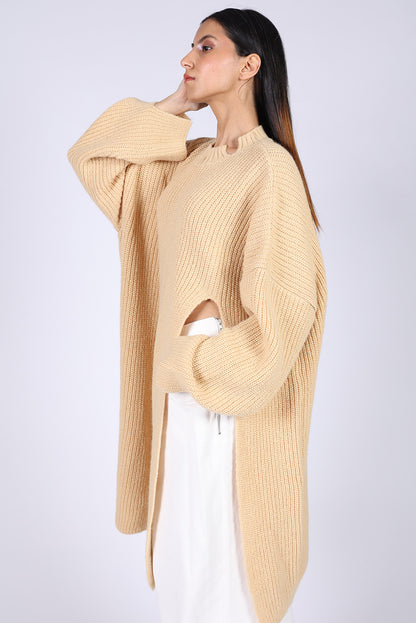 Beige Wool Knitted Sweater