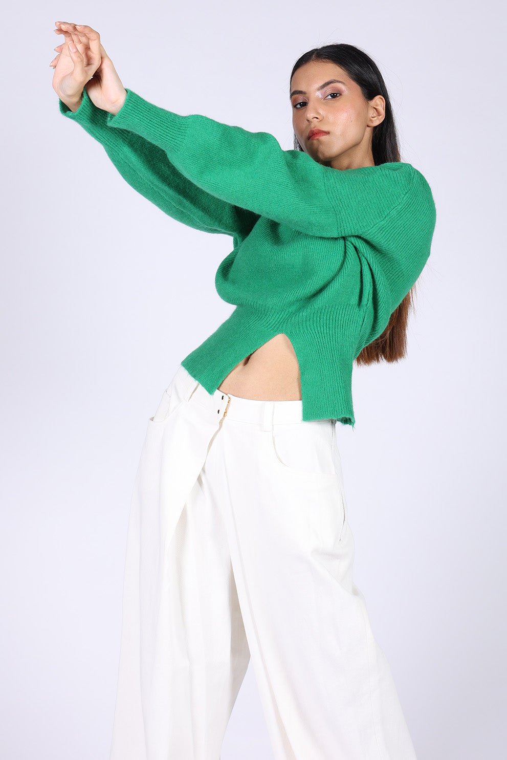 Green Knitted Short Sweater