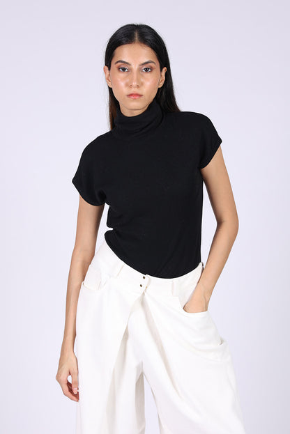 Crop Top Denim Azul con Cuello y Botones