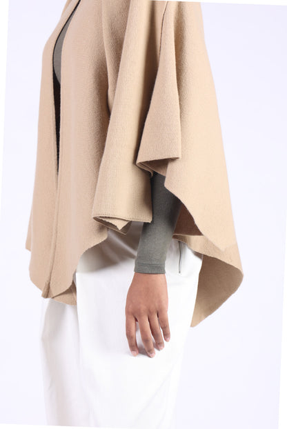 Beige Cardigan Style Poncho