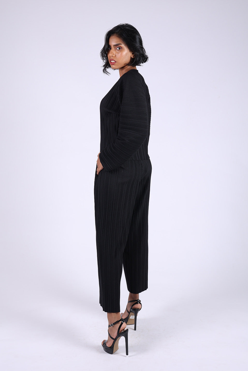 Black Top and Matching Pleated Pants set