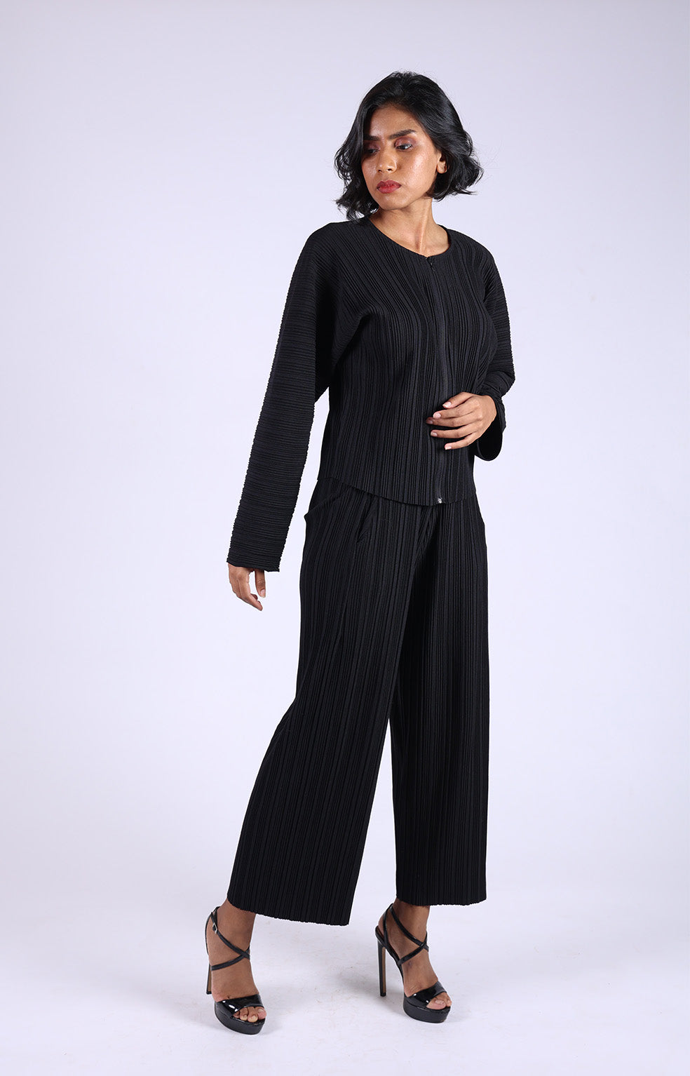 Black Top and Matching Pleated Pants set