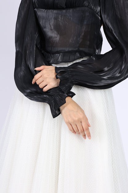 Black Silk Crop Top