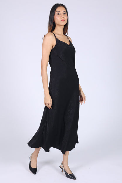 Black Satin Slip Dress