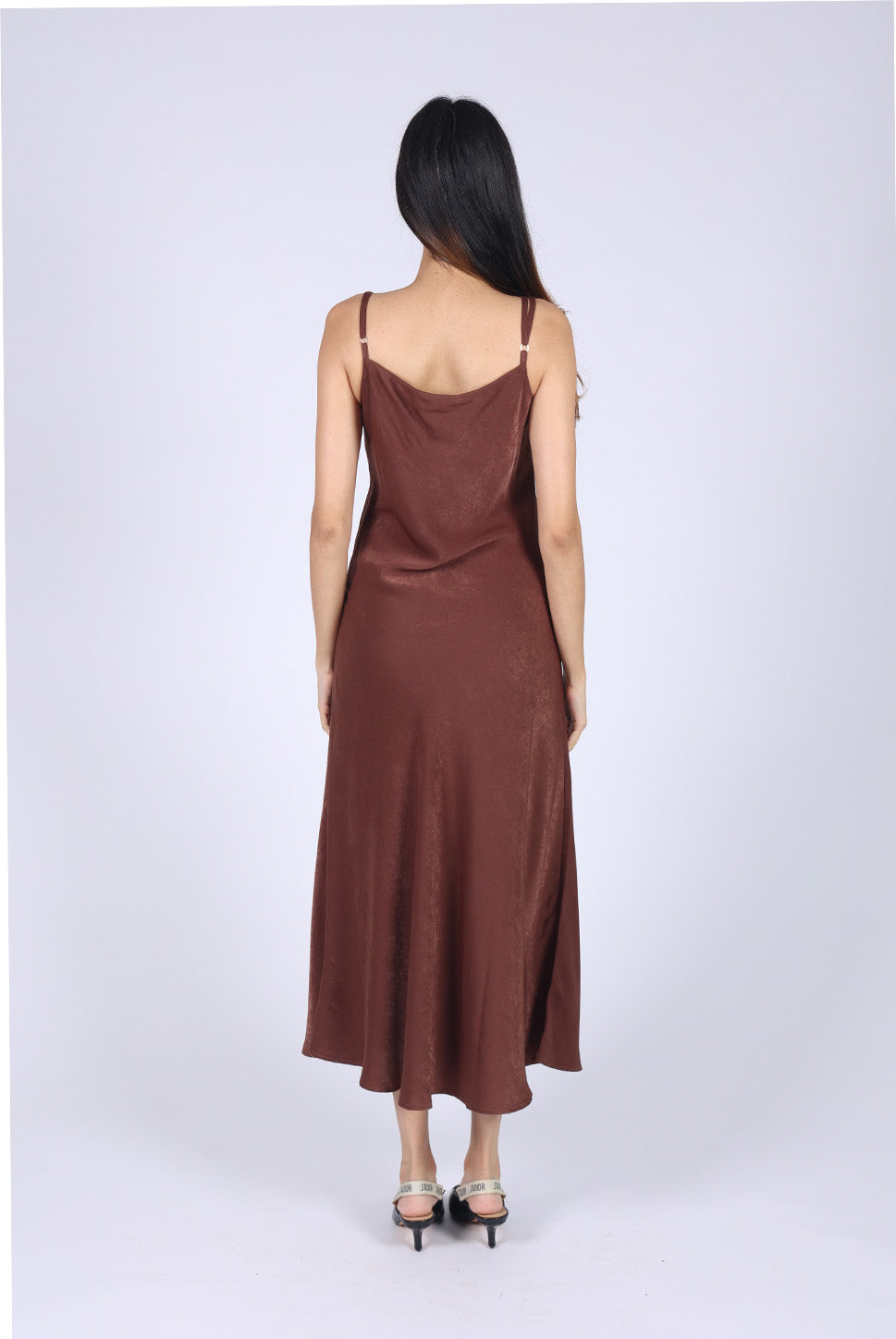 Brown Satin Slip Dress