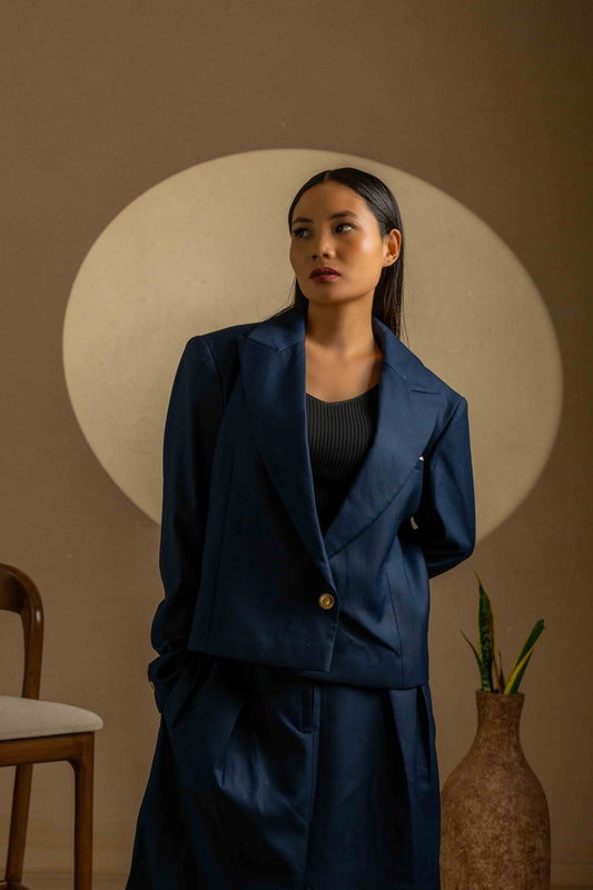 The Executive – Navy Gold Button Blazer Set.