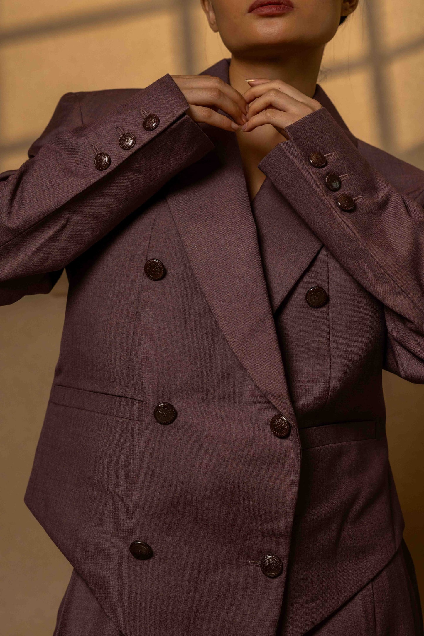 SANS Tailored Double-Breasted Purple Suit Set -Plum Noir