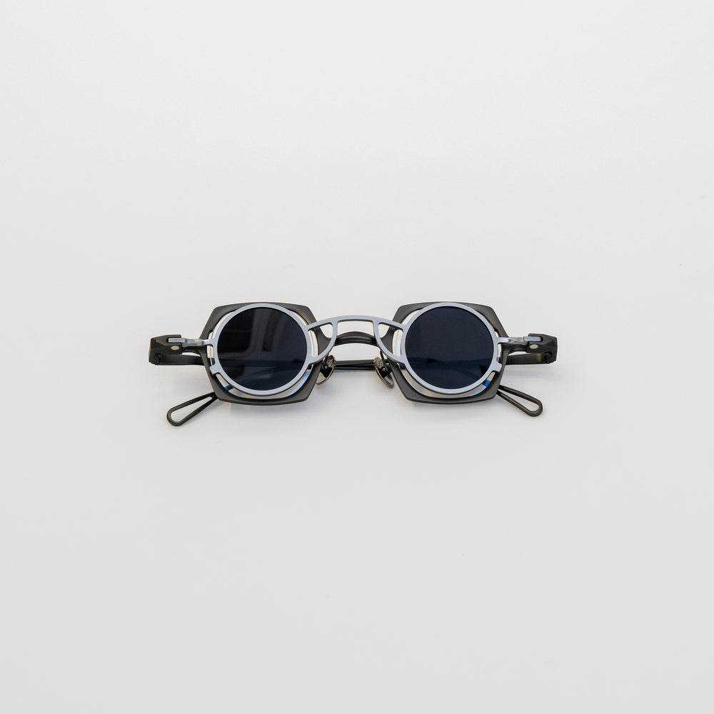 Shadow-Frame Titanium Geometric Sunglasses