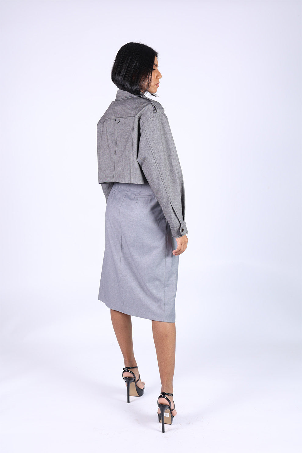 Elegant Grey Cotton Skirt