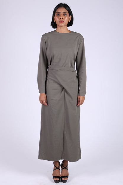 Grey Long Wrap Dress