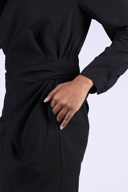 Black Long Wrap Dress