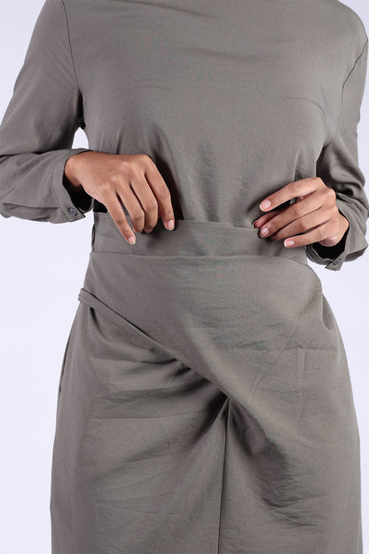 Grey Long Wrap Dress