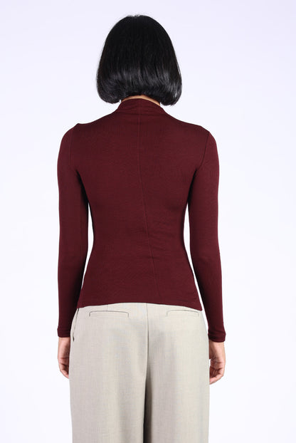Maroon Cotton Polo Neck T-Shirt