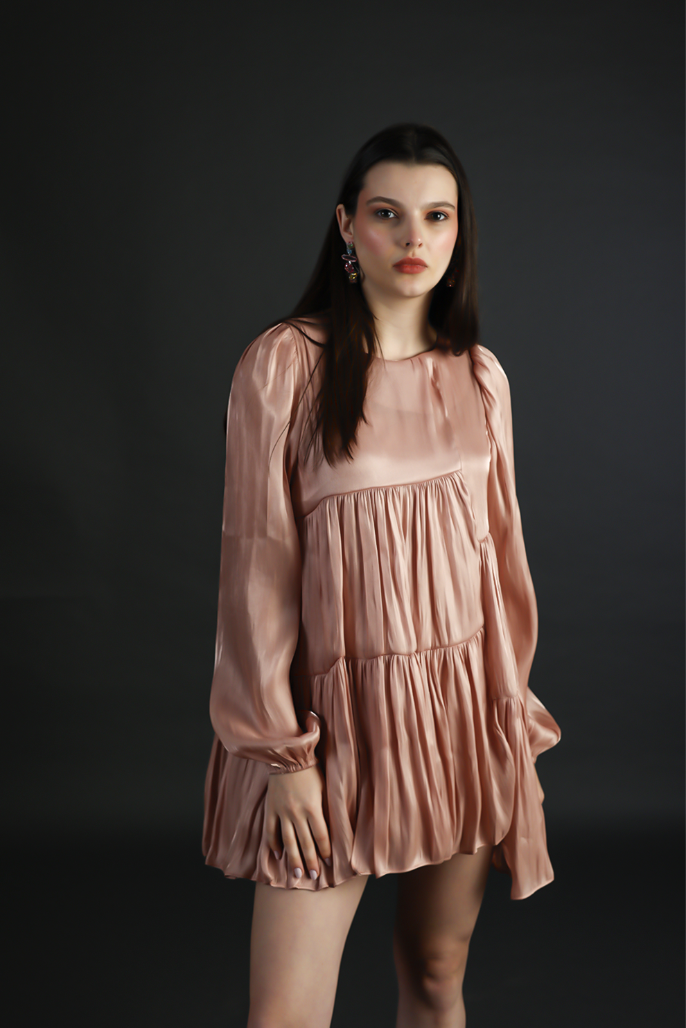 Pink Silk Short Dress