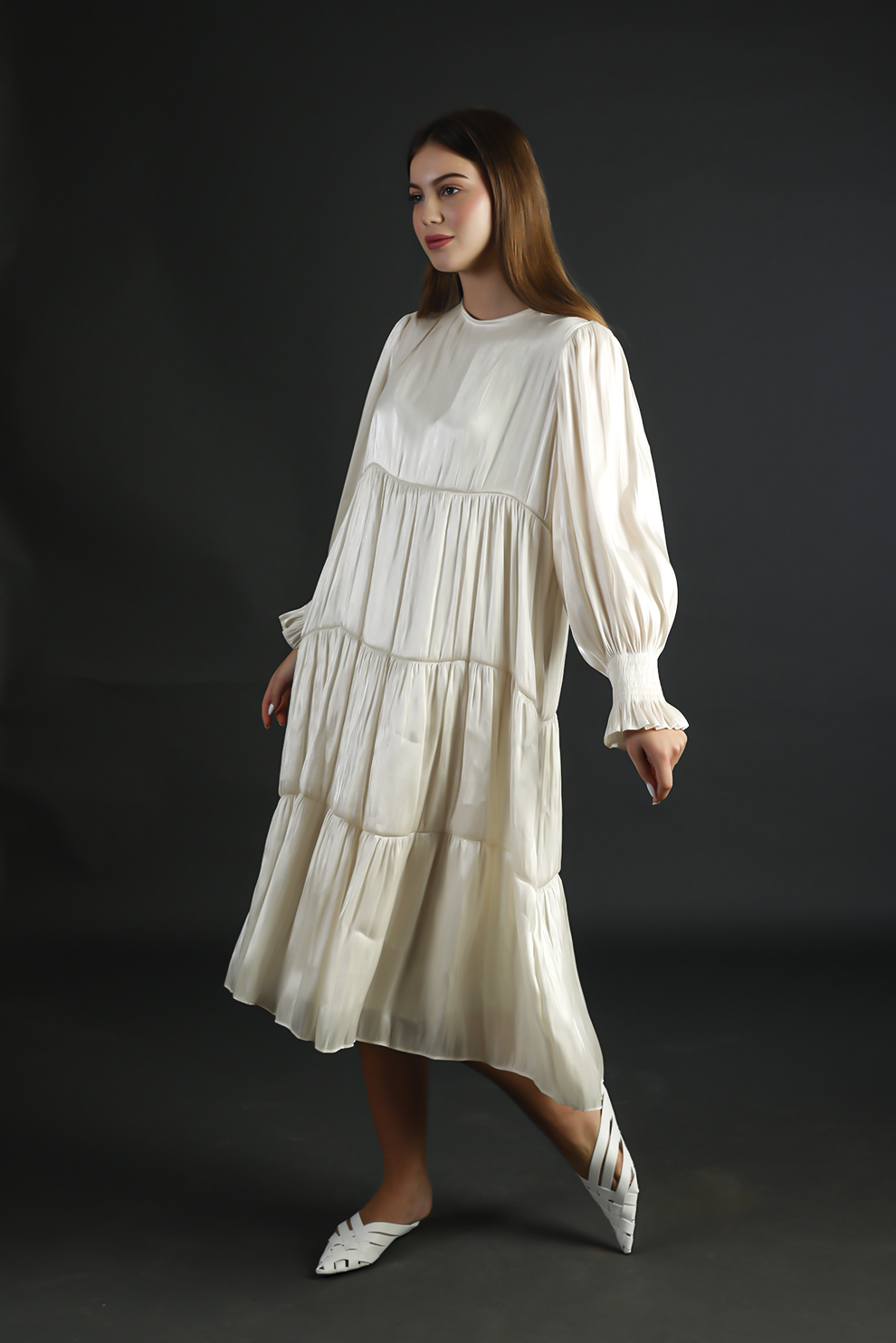 White Silk Long Dress