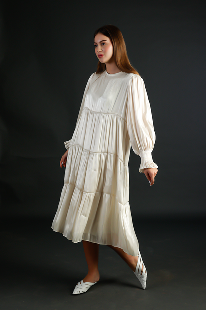 White Silk Long Dress