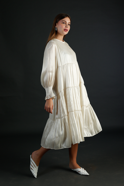 White Silk Long Dress