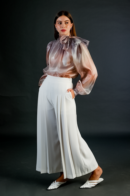 White Pleated Pants