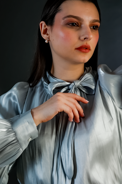 Blue Silk Shirt