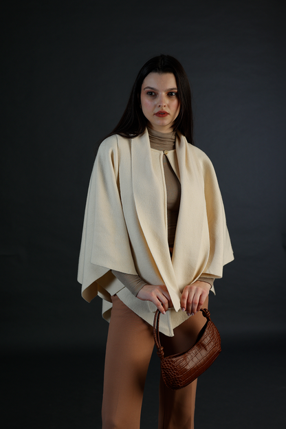 Off-White Cardigan Style Poncho