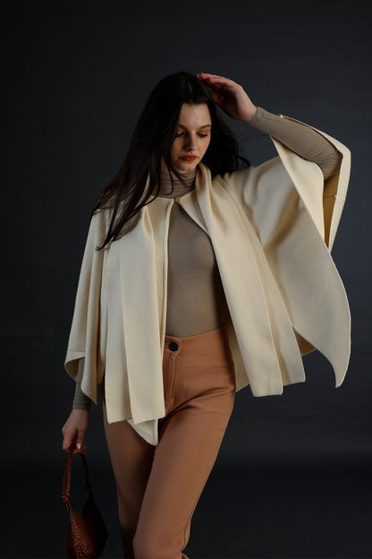 Off-White Cardigan Style Poncho