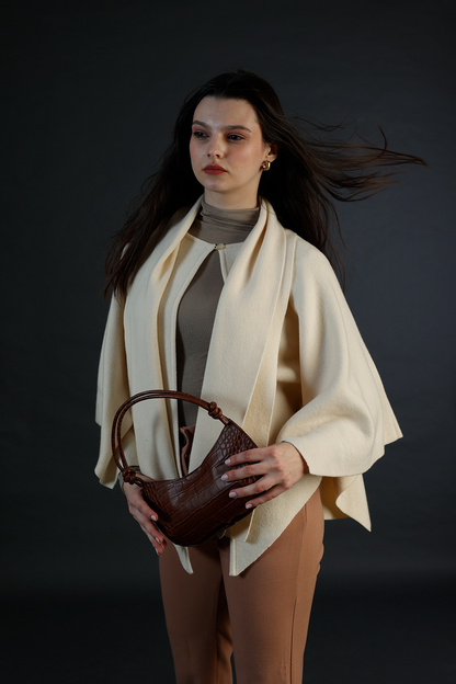 Off-White Cardigan Style Poncho