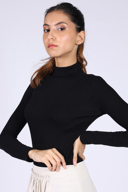 Turtle Neck Black T-shirt