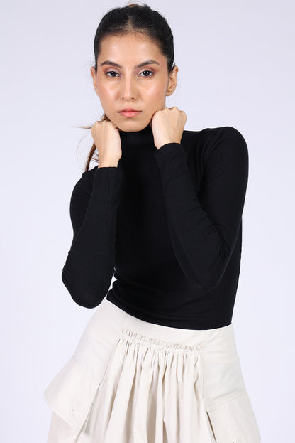 Turtle Neck Black T-shirt