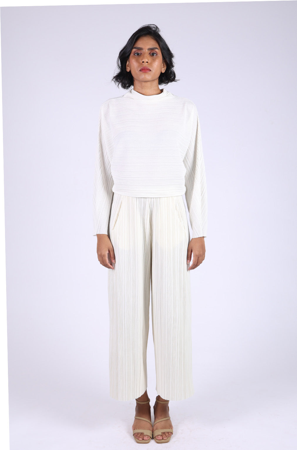 White Pleated Top & Matching Pleated Pants