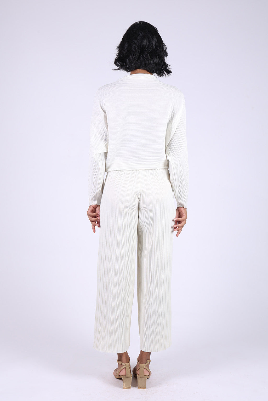 White Pleated Top & Matching Pleated Pants