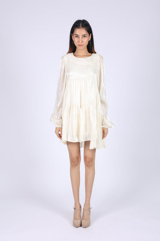 White Silk Short Dress